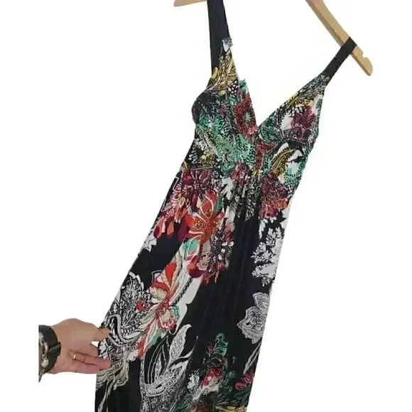 T Tahari V Neck Floral Empire Maxi Tank Strap Dress XS - Picture 1 of 11